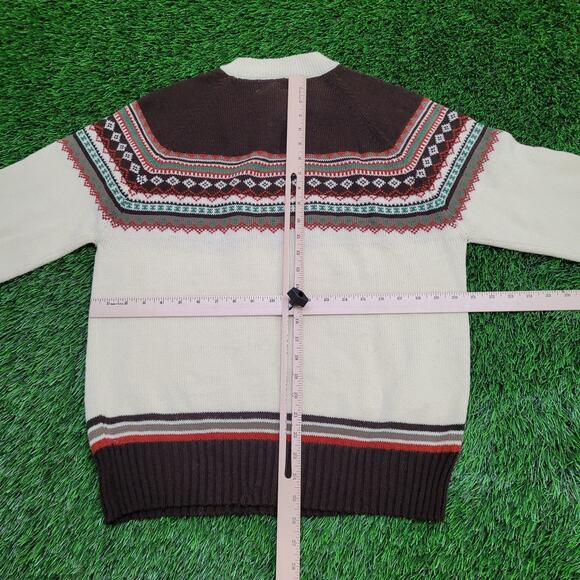 Vintage 80s MOD Nordic Sweater M/L 21x26 Brown Beige - Picture 4 of 10